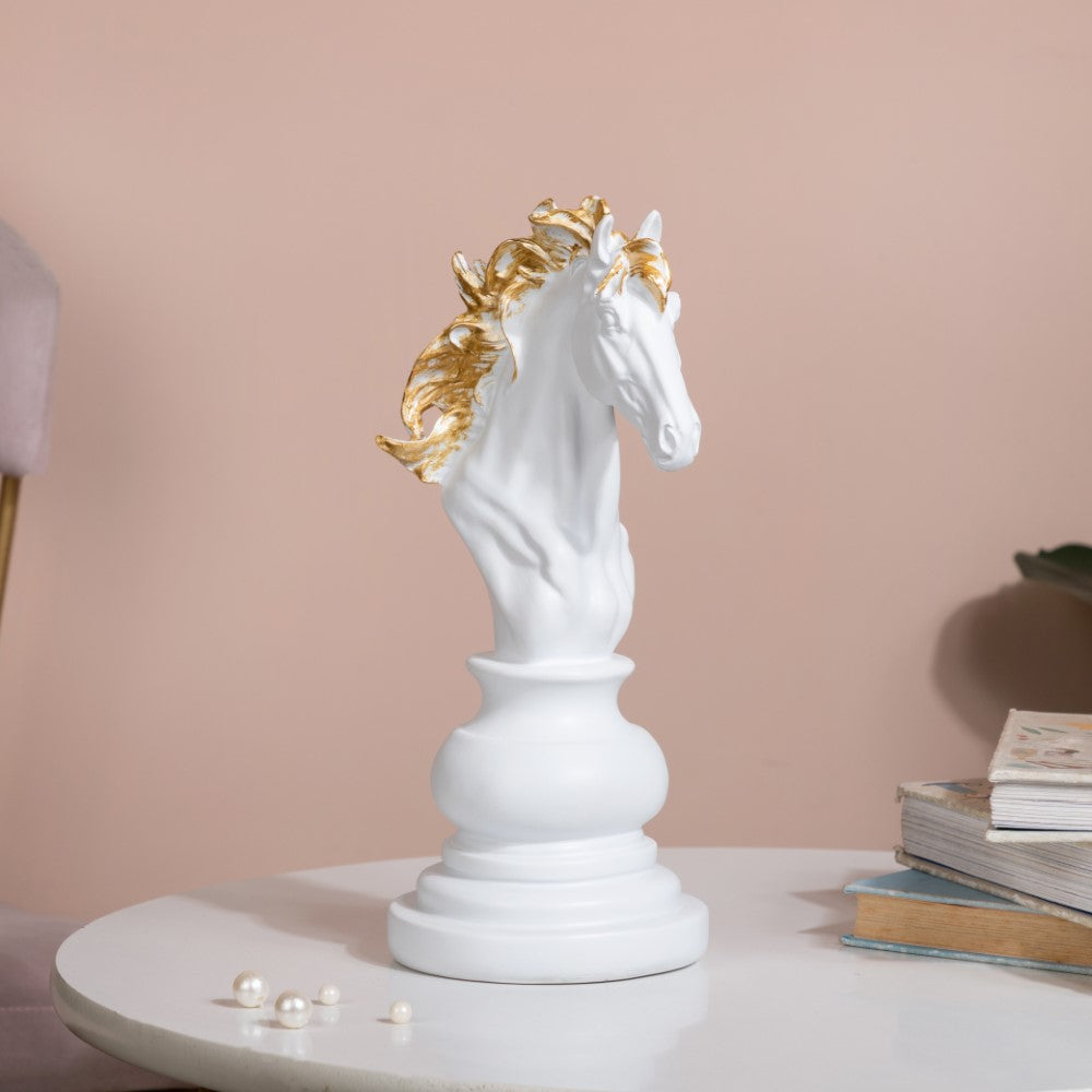 Knight Horse Chess Piece Decor White 10 Inch Nestasia