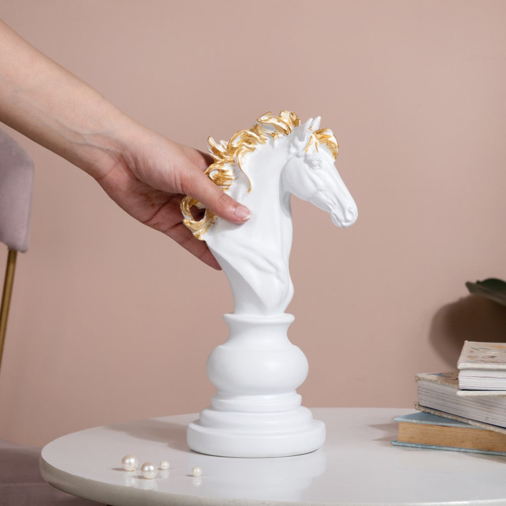Knight Horse Chess Piece Decor White 10 Inch Nestasia