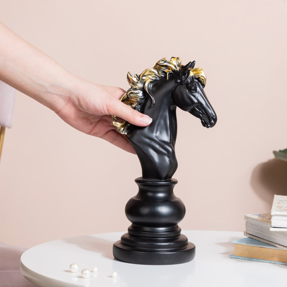 Knight Horse Chess Piece Decor Black 10 Inch Nestasia