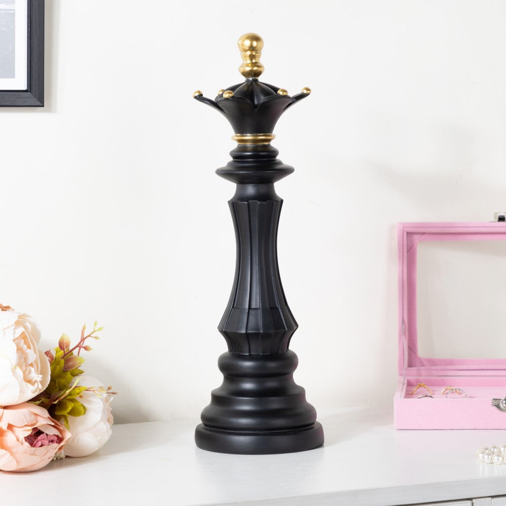 Chess Queen Showpiece Black 14 Inch Nestasia
