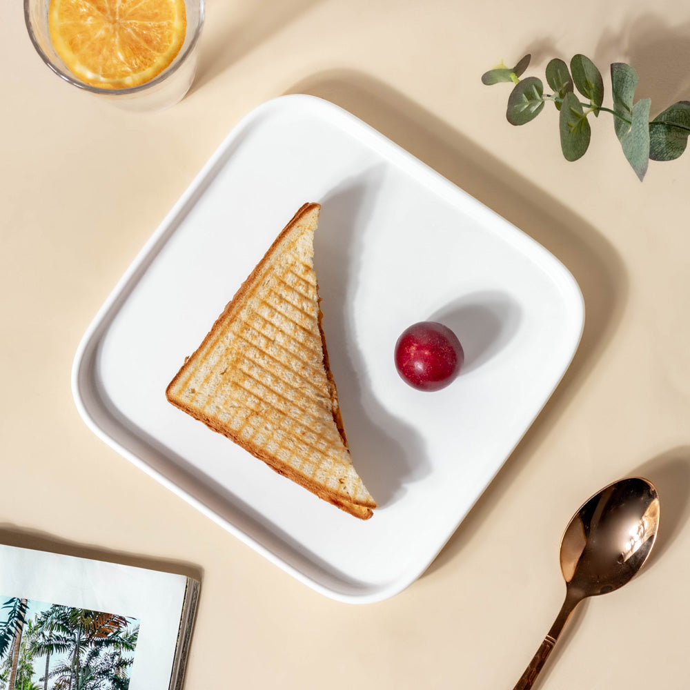 Ceramic Square Dining Plate White Nestasia