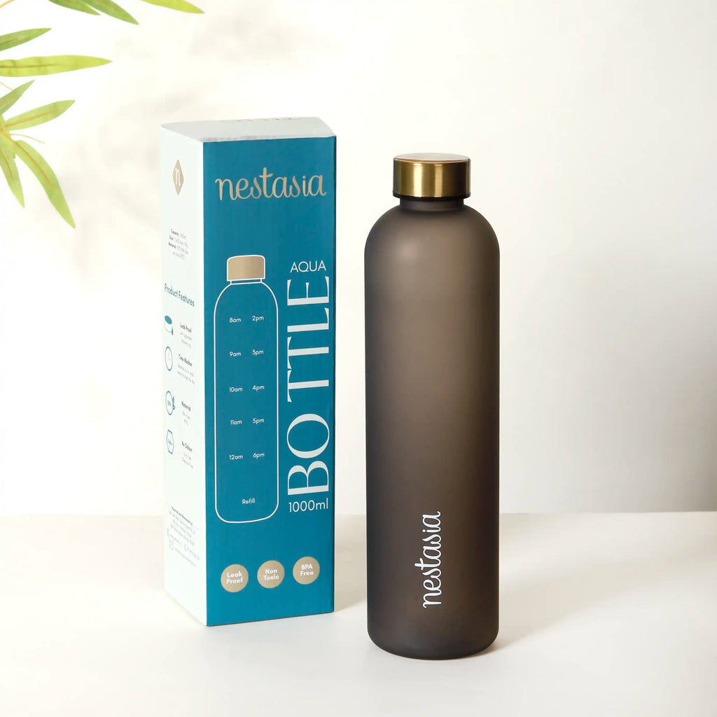 Sleek Chic Water Bottle Black 1L Set Of 2 Nestasia