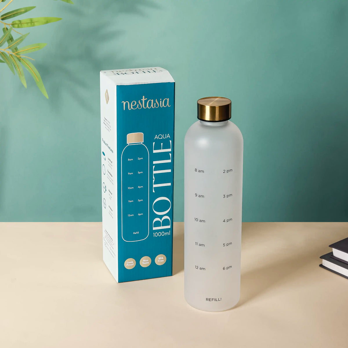 Time Marker Matte Water Bottle White 1L Set Of 2 Nestasia