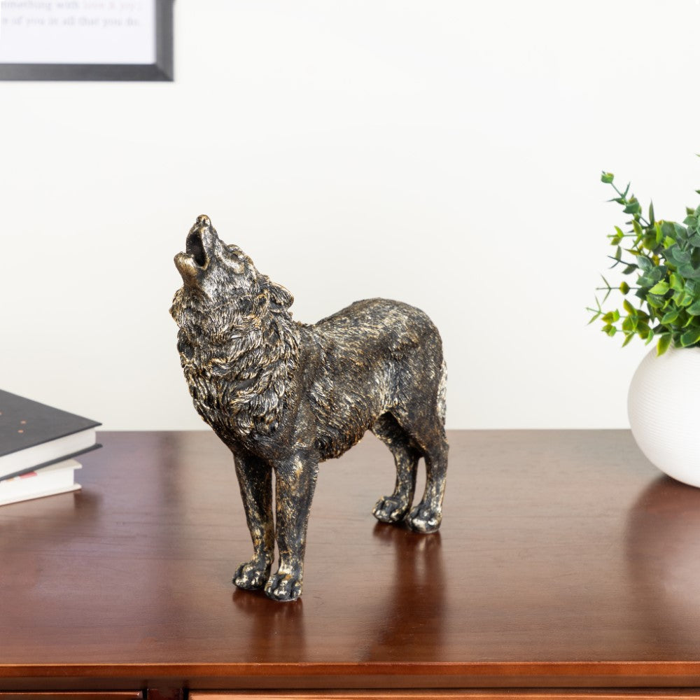 Antique Howling Wolf Showpiece 9 Inch Nestasia