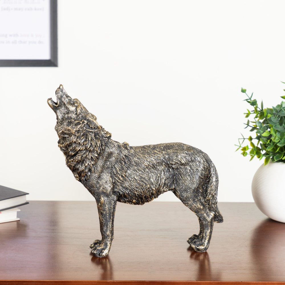 Antique Howling Wolf Showpiece 9 Inch Nestasia