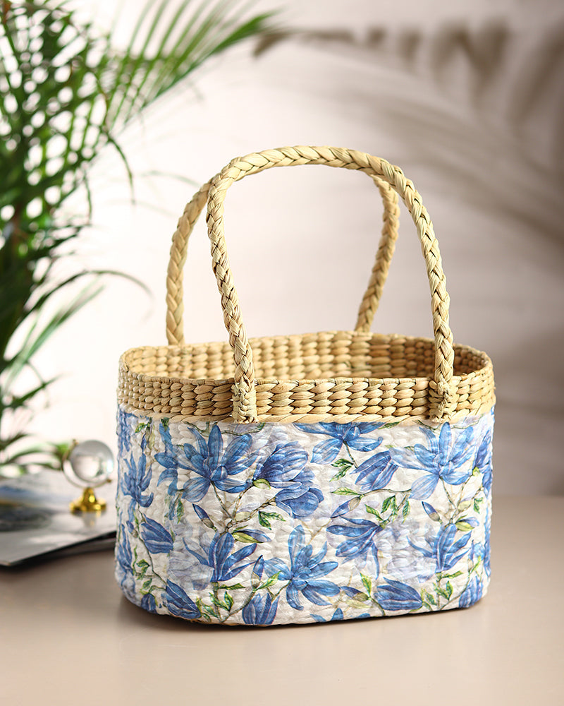 Handmade Seagrass Tiffin Basket for Lunch, Picnic & Outdoor Dining