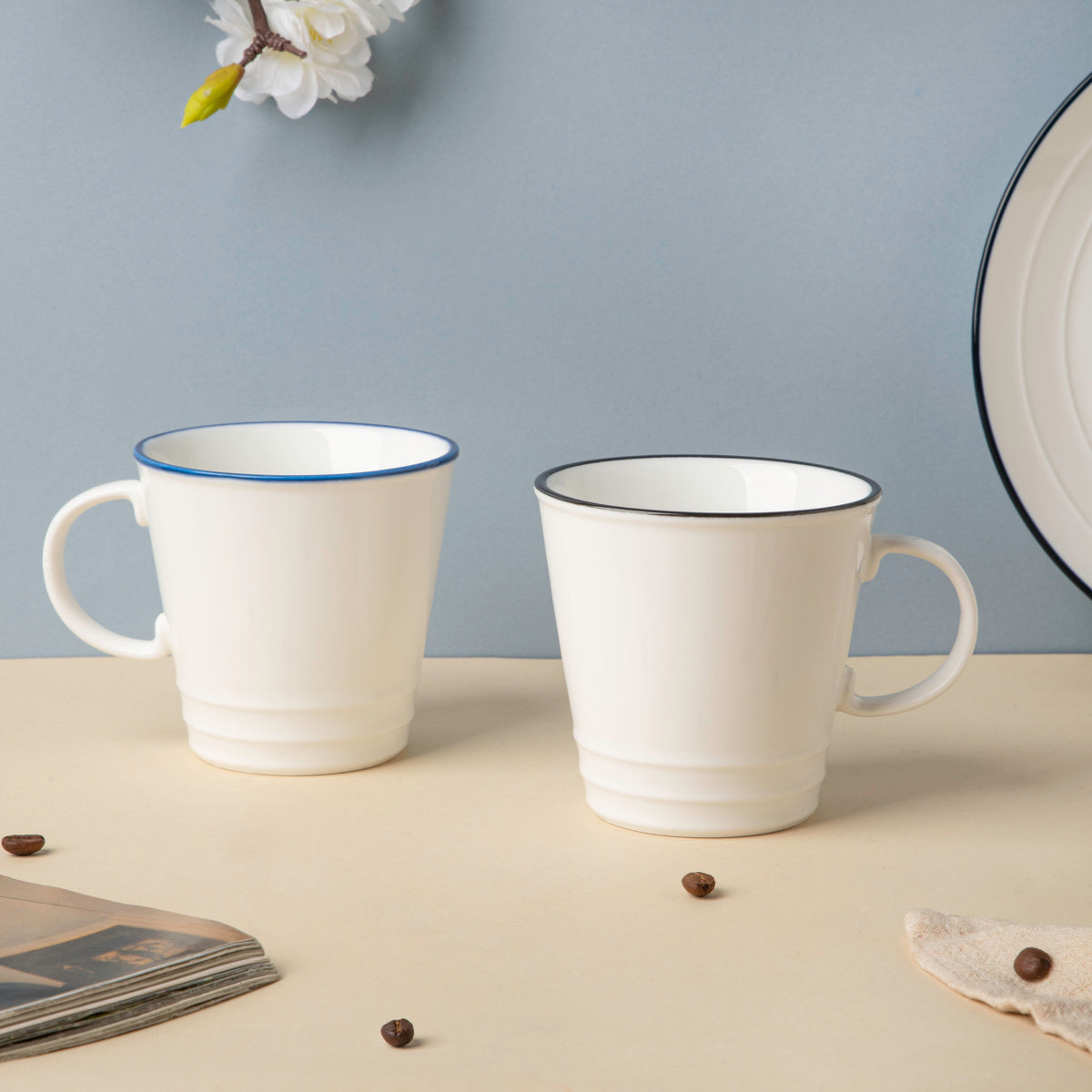 Riona Ceramic Teacup White And Blue