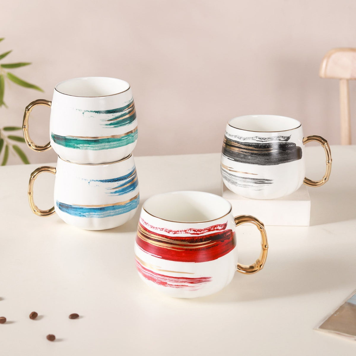 Abstract Golden Handle Cup Nestasia