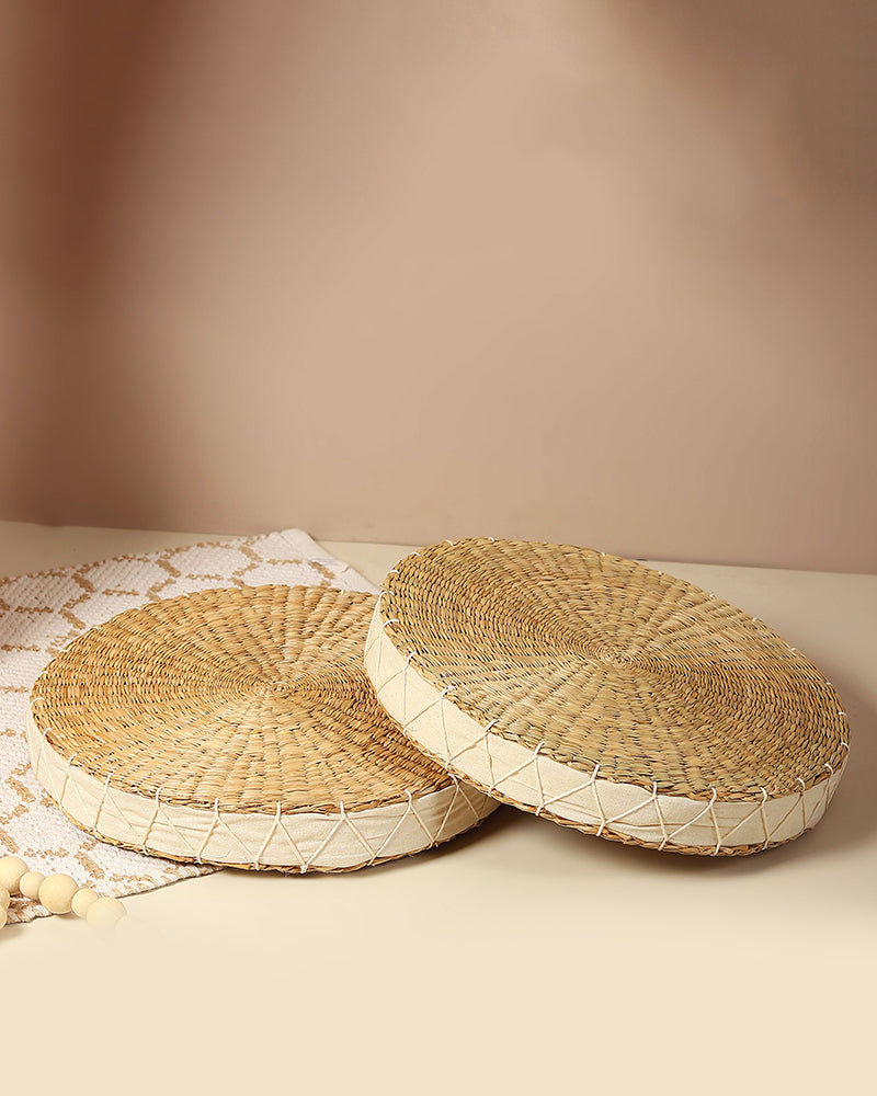 Seagrass Floor Pillow for Living Room, Meditation, and Seating