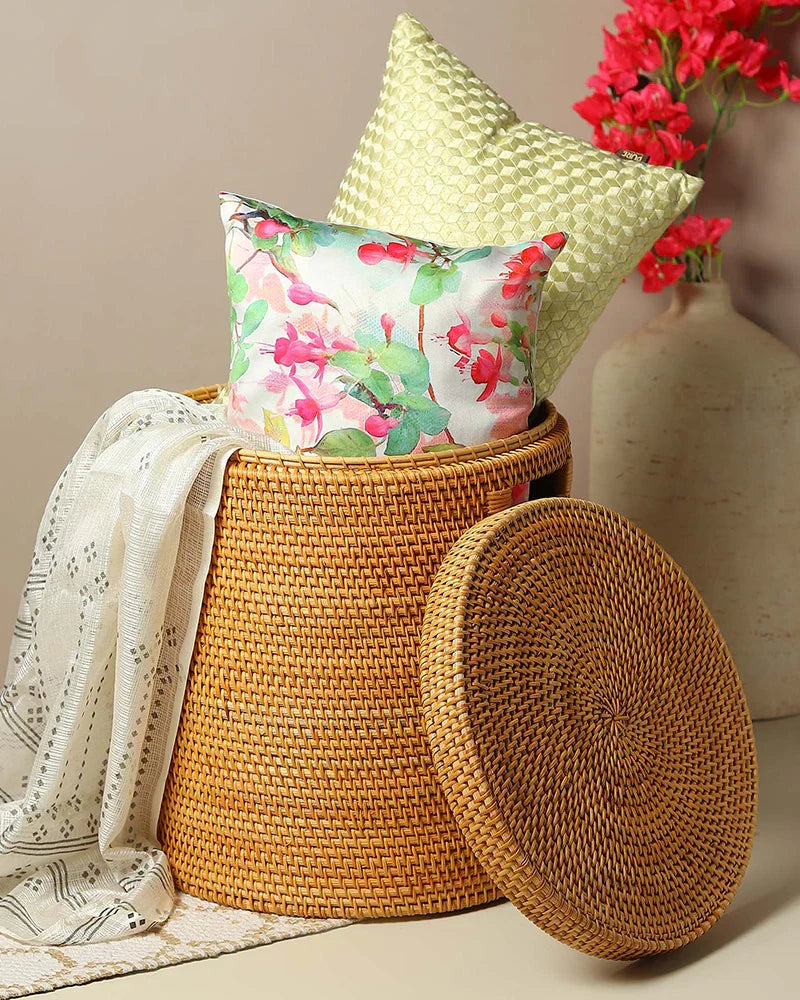 Rattan Laundry Hamper with Lid for Clothes, Toys, and Home Storage