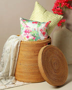 Rattan Laundry Hamper with Lid for Clothes, Toys, and Home Storage
