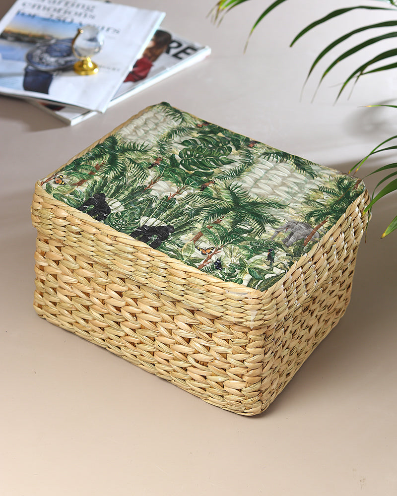Natural Seagrass Storage Box with Lid for Accessories & Daily Essentials