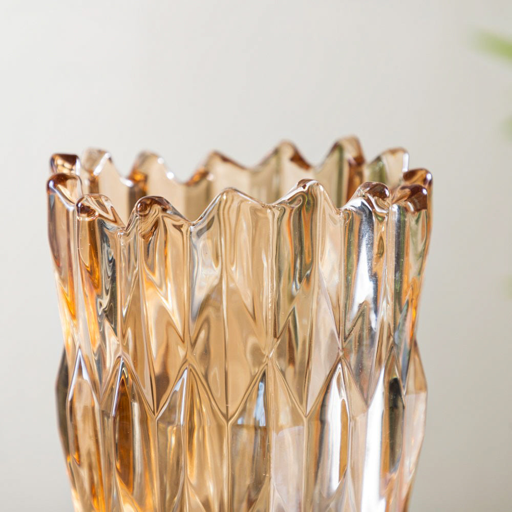 Tulip Crystal Glass Vase Amber 11 Inch Nestasia