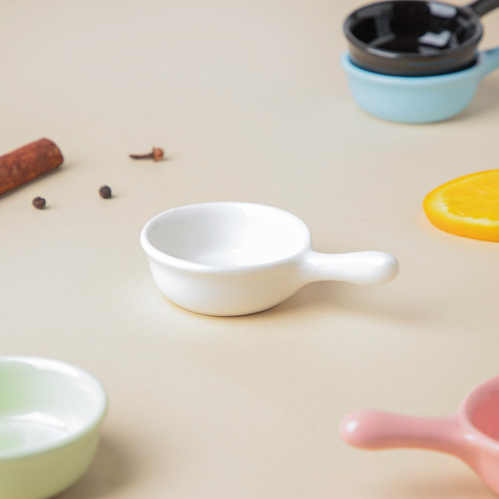 Munch Mania Dip Bowl With Handle White 30 ml Nestasia