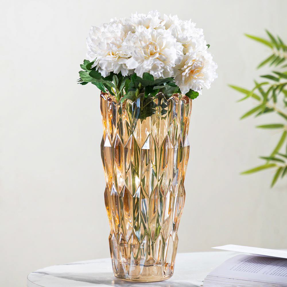 Tulip Crystal Glass Vase Amber 11 Inch Nestasia