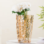 Glacier Glass Vase Amber 11 Inch Nestasia