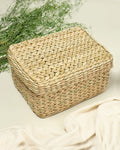 Handmade Seagrass Storage Box with Lid for Wardrobe & Accessories