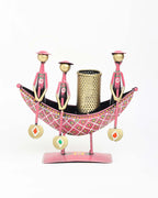 Metal Boat Shaped Pen Holder for Office Desk and Stationery Organization