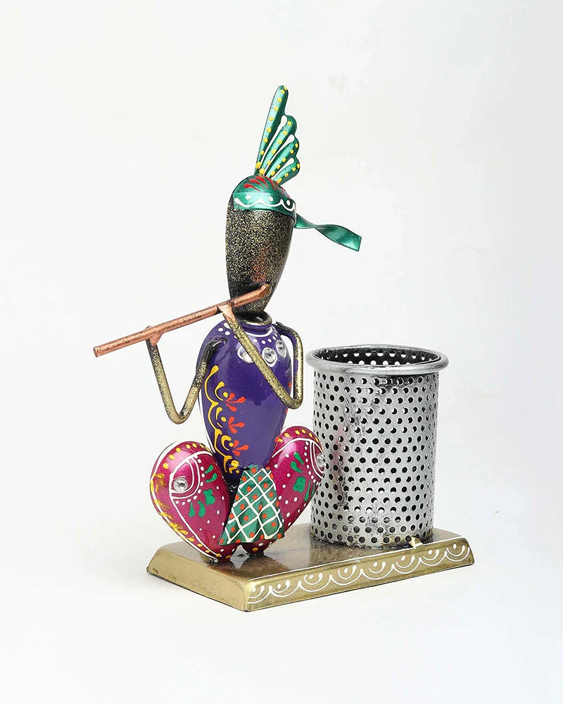 Metal Krishna Desk Organizer and Pen Stand for Office and Home