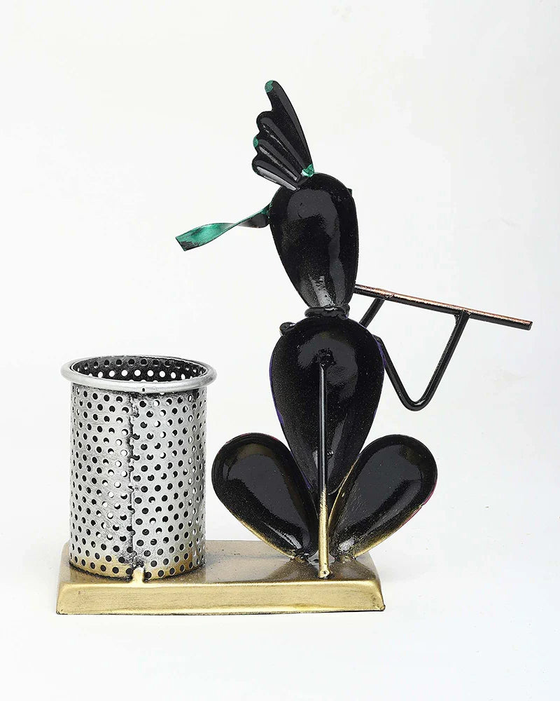 Metal Krishna Desk Organizer and Pen Stand for Office and Home