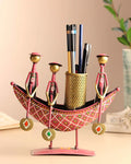 Metal Boat Shaped Pen Holder for Office Desk and Stationery Organization