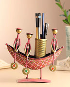 Metal Boat Shaped Pen Holder for Office Desk and Stationery Organization