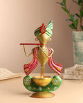 Metal Krishna Statue Candle Holder and Tea Light Stand for Home