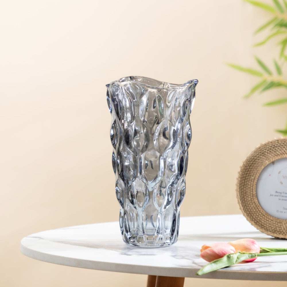 Oasis Crystal Glass Vase Grey Small 9 Inch Nestasia