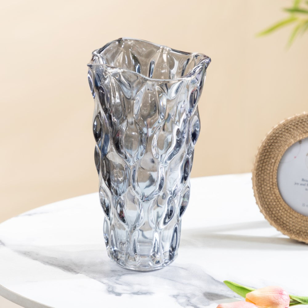 Oasis Crystal Glass Vase Grey Small 9 Inch Nestasia