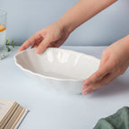 Serena Oval Serving Bowl White 10 inch 800 ml Nestasia