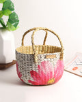 Seagrass Round Hamper Basket for Fruit Storage and Decorative Display