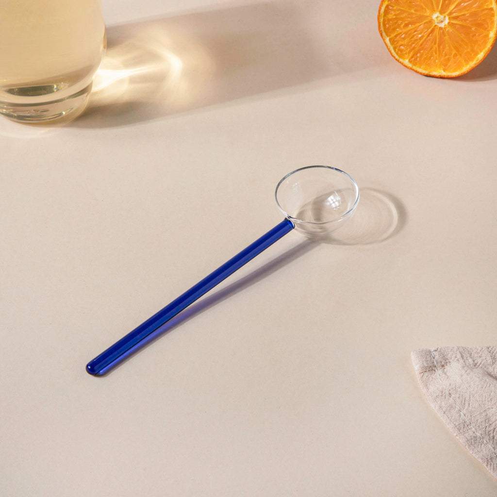 Glass Scoop Spoon Set of 2 Blue Nestasia