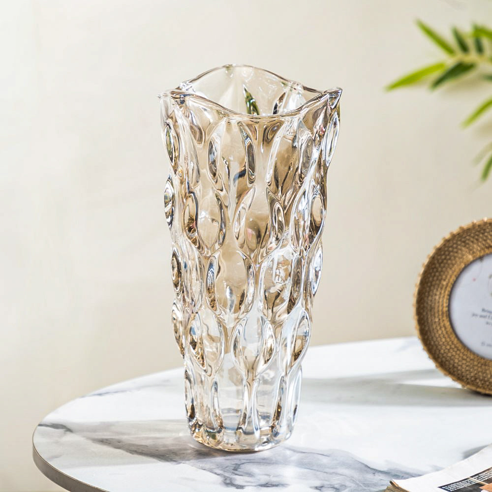 Oasis Crystal Glass Vase Amber Large 11 Inch Nestasia