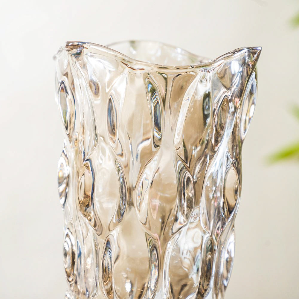 Oasis Crystal Glass Vase Amber Large 11 Inch Nestasia