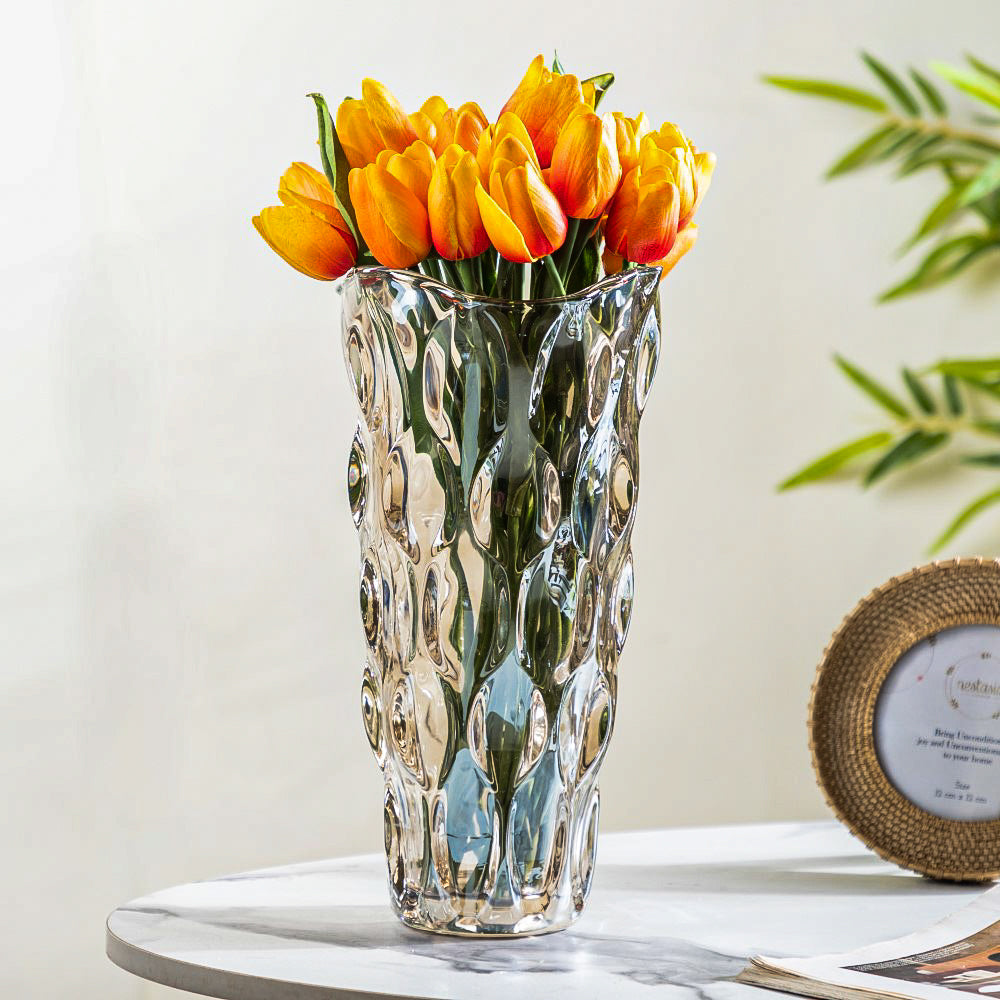 Oasis Crystal Glass Vase Amber Large 11 Inch Nestasia