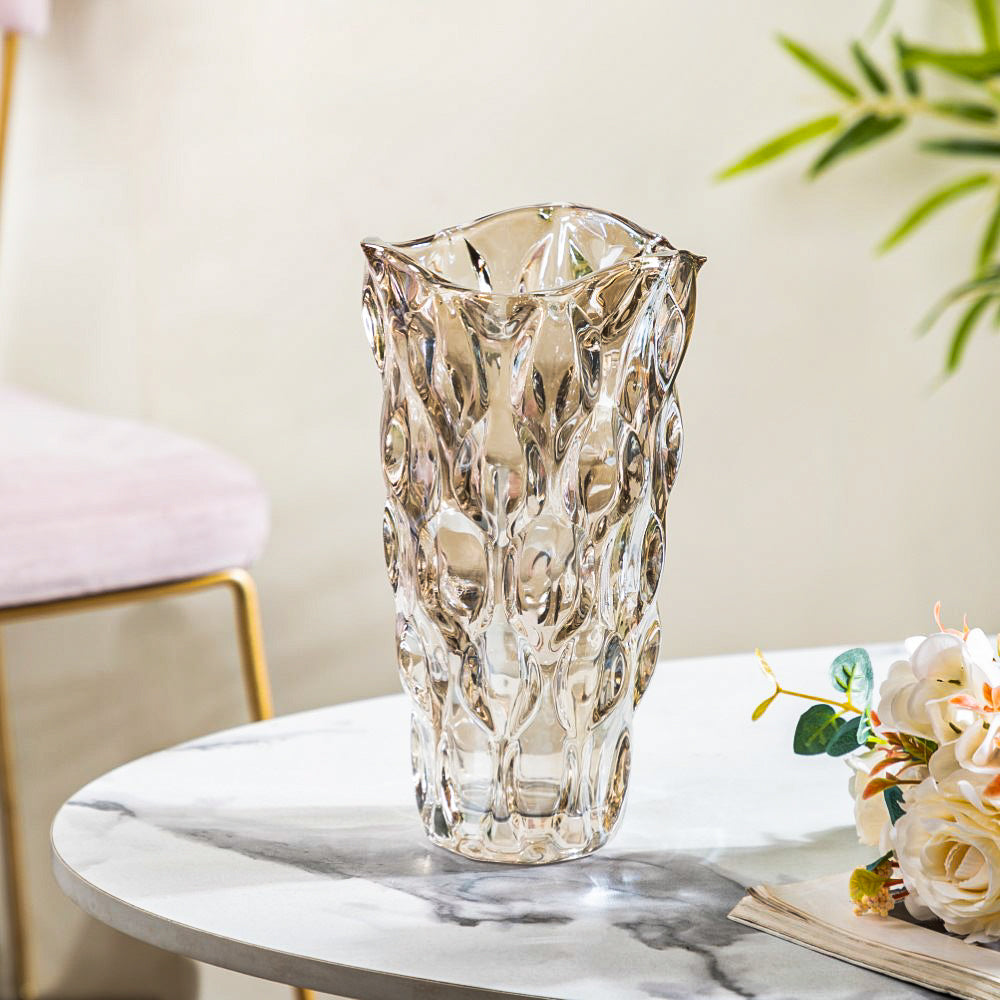 Oasis Crystal Glass Vase Amber Small 9 Inch Nestasia
