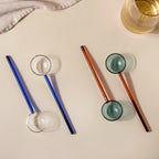 Glass Scoop Spoon Set of 2 Blue Nestasia