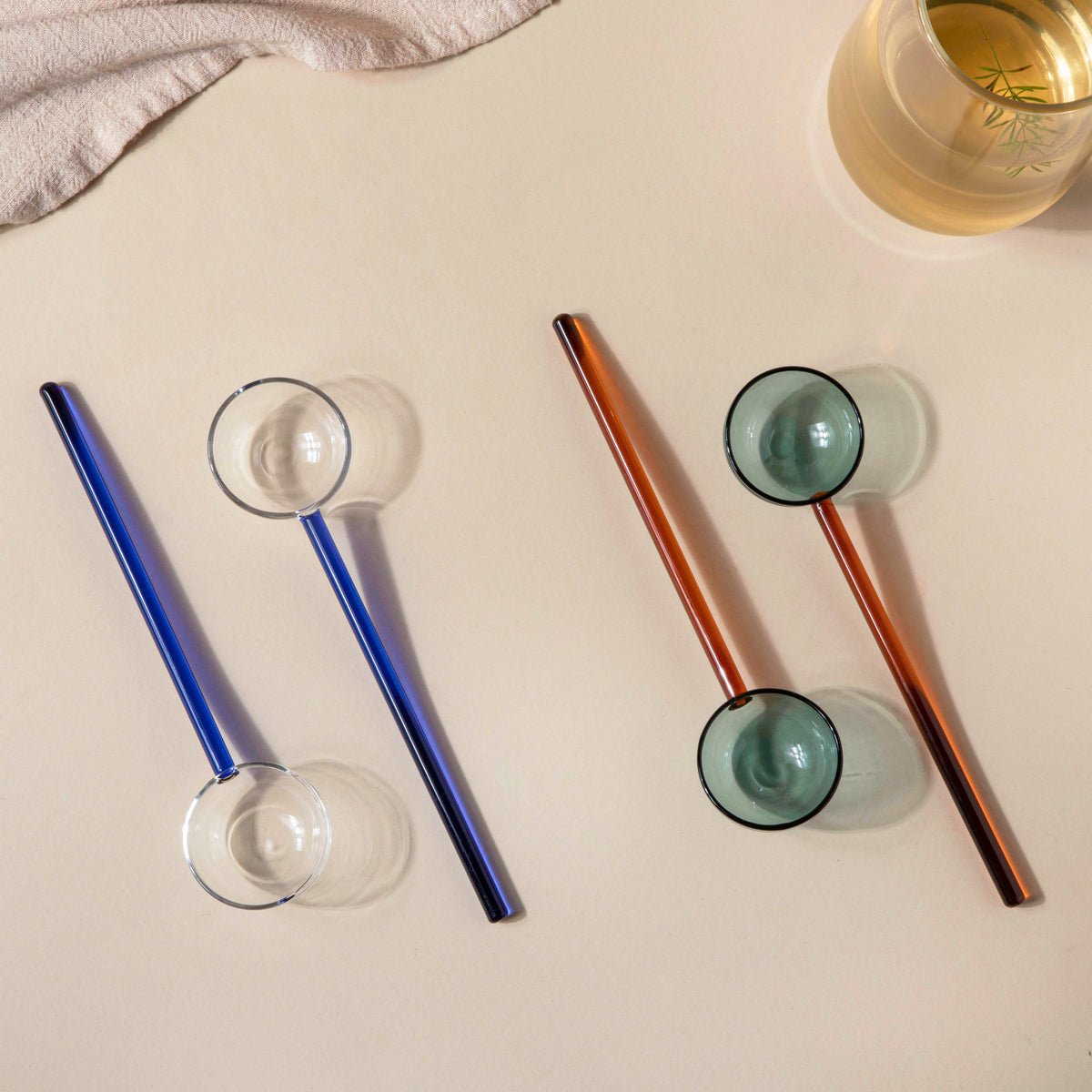 Glass Scoop Spoon Set of 2 Blue Nestasia