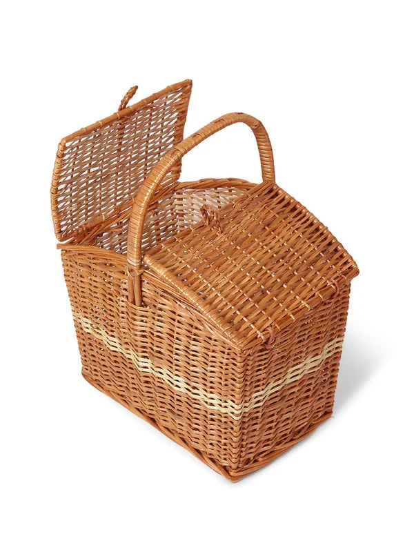 Rustic Wicker Picnic Basket Handmade for Beach, Picnic & Weekend Trips