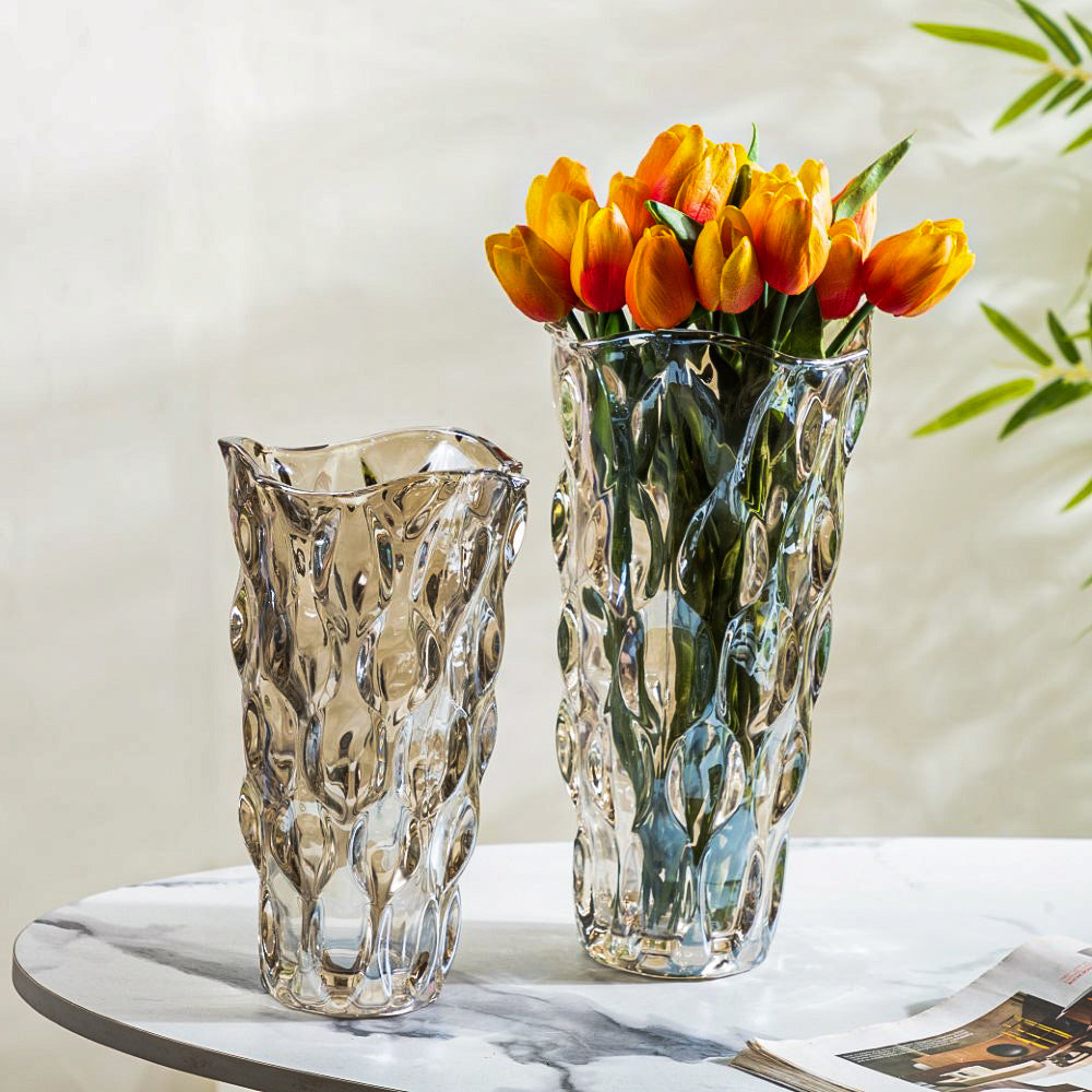 Oasis Crystal Glass Vase Amber Large 11 Inch Nestasia