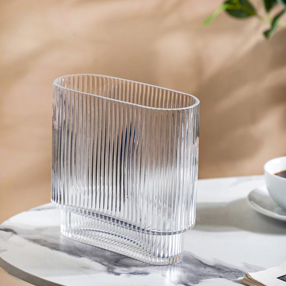 Ripple Modern Glass Vase 8 Inch Nestasia