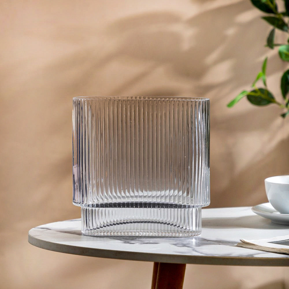 Ripple Modern Glass Vase 8 Inch Nestasia