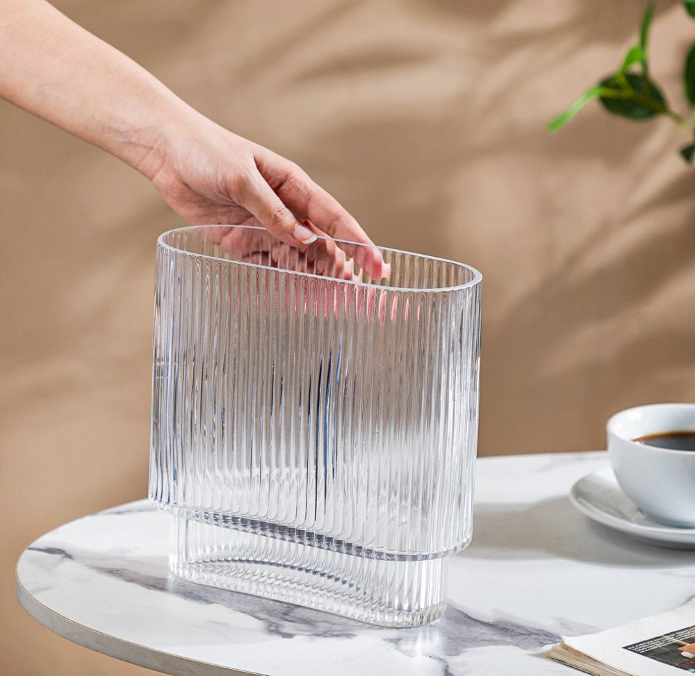 Ripple Modern Glass Vase 8 Inch Nestasia