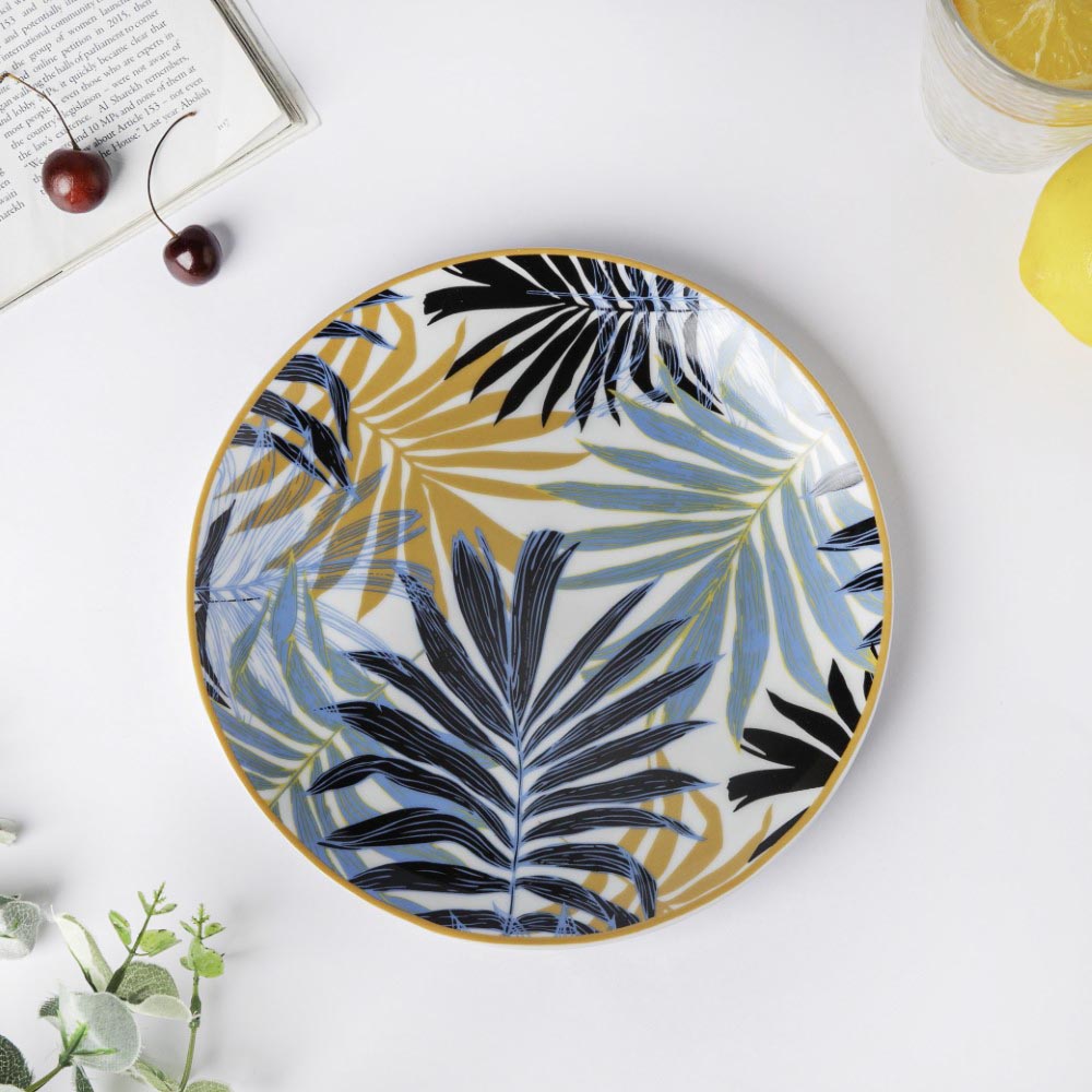 Areca Decal Ceramic Snack Plate 8 Inch Nestasia