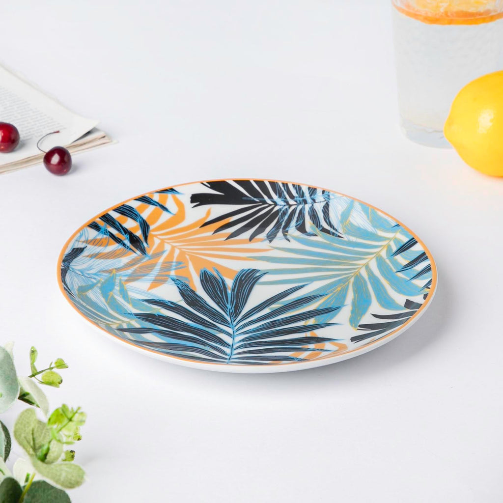 Areca Decal Ceramic Snack Plate 8 Inch Nestasia