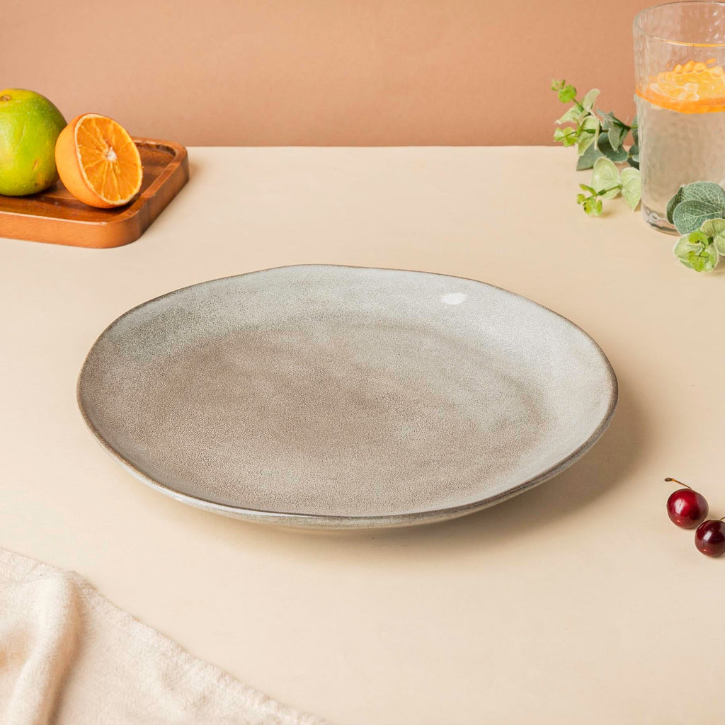 Rustic Handmade Dinner Plate Grey 11 Inch Nestasia