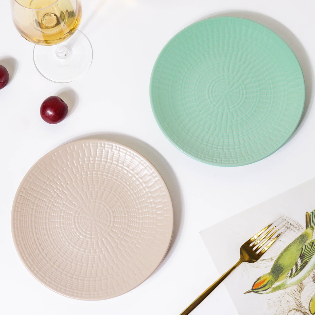 Aamirah Beige Patterned Snack Plate 8 Inch Nestasia
