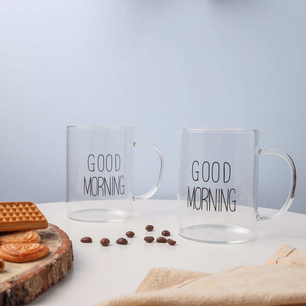 Transparent Good Morning Mug Set of 2 Nestasia