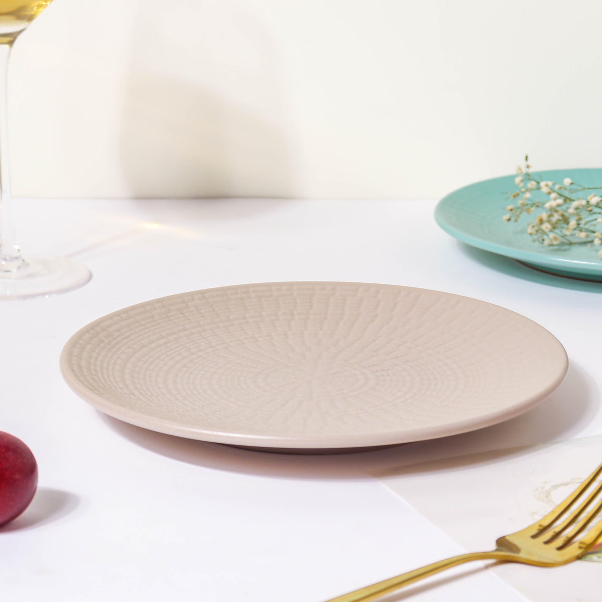 Aamirah Beige Patterned Snack Plate 8 Inch Nestasia