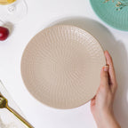 Aamirah Beige Patterned Snack Plate 8 Inch Nestasia